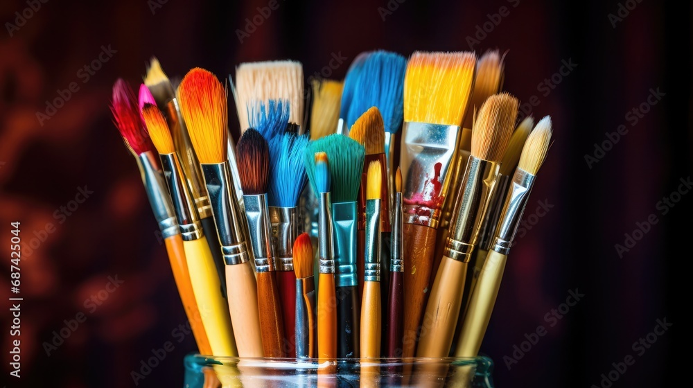 Mock up of brush and paint colorful Mock up of brush and paint colorful