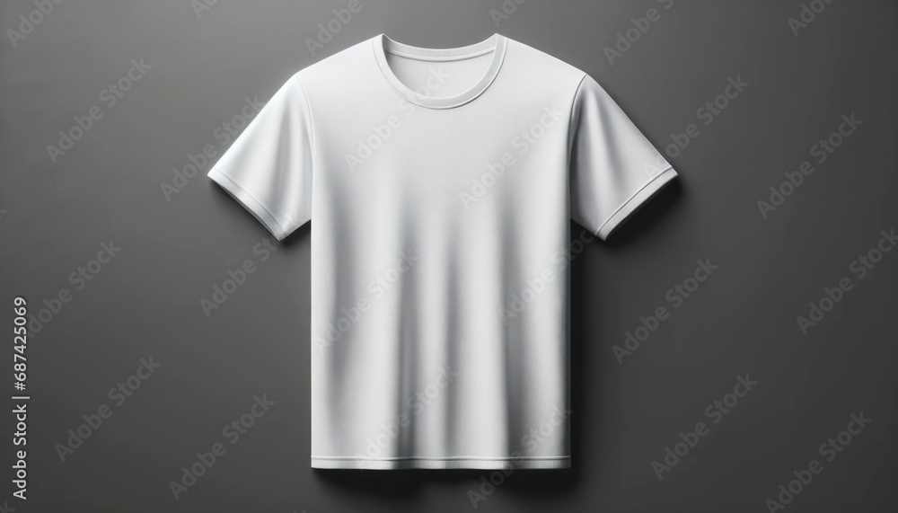 Classic white t-shirt on dark grey background with subtle lighting. Generative AI Classic white t-shirt on dark grey background with subtle lighting. Generative AI