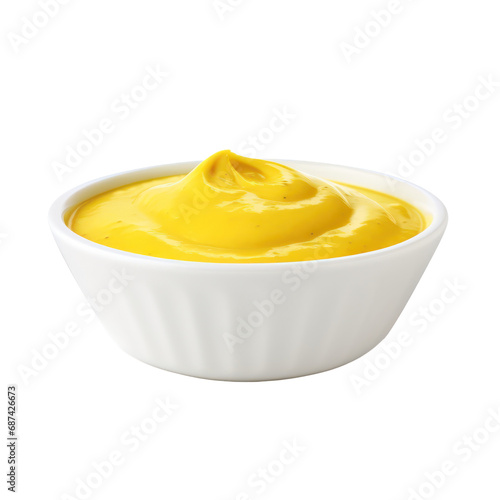 bowl of mustard dip isolated on transparent background,transparency 