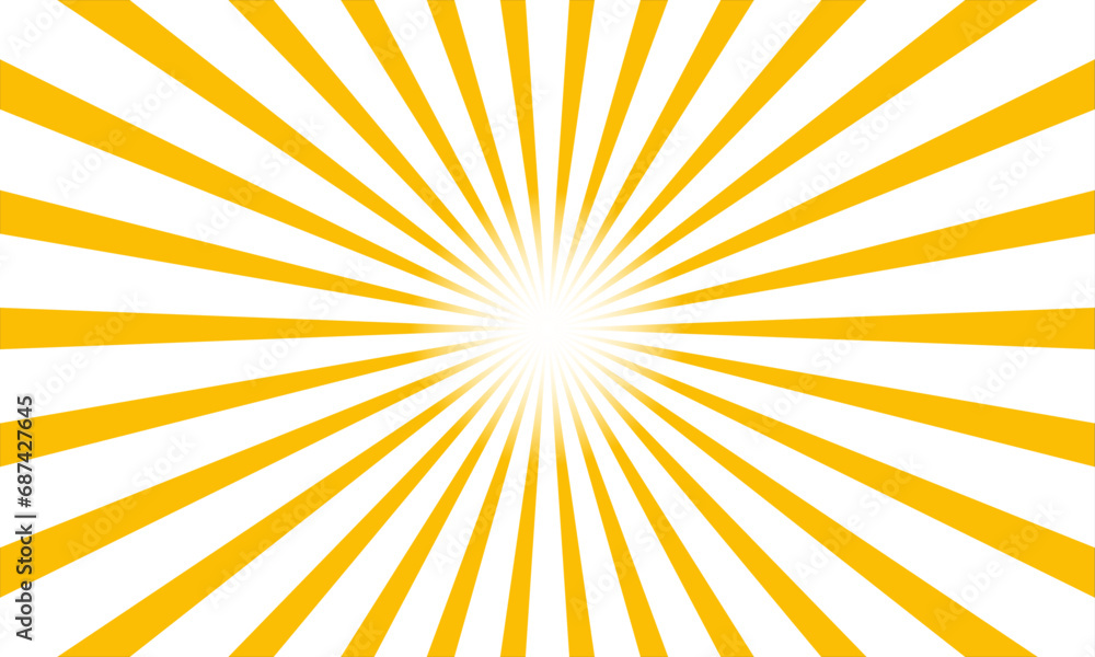 Sunray yellow background. Sunburst retro vector with copyspace. - obrazy, fototapety, plakaty 