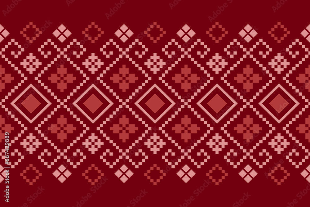Red Cross stitch colorful geometric traditional ethnic pattern Ikat seamless pattern abstract design for fabric print cloth dress carpet curtains and sarong Aztec African Indian Indonesian Red Cross stitch colorful geometric traditional ethnic pattern Ikat seamless pattern abstract design for fabric print cloth dress carpet curtains and sarong Aztec African Indian Indonesian