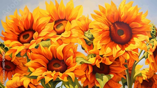 oil painting sunflowers in full bloom