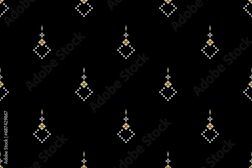 Nature vintages cross stitch traditional ethnic pattern paisley flower Ikat background abstract Aztec African 