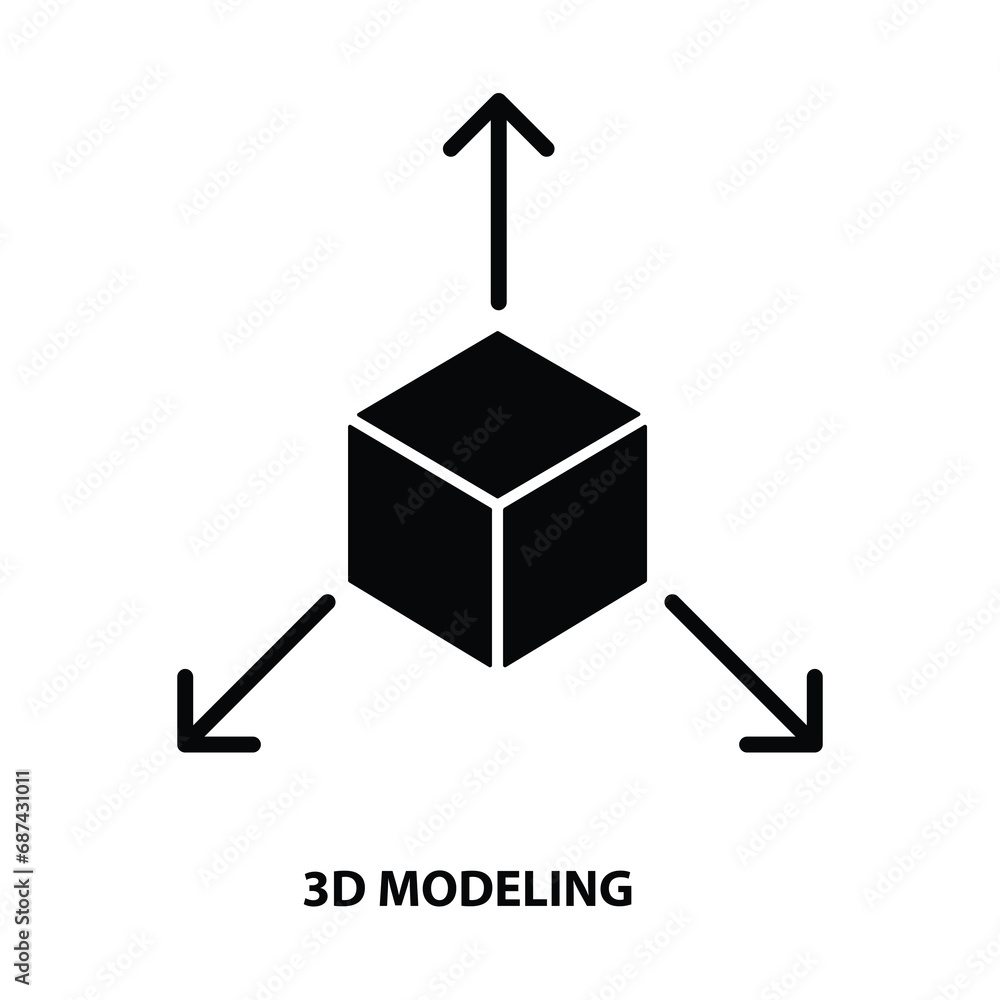 3D Modeling icon. 3d computer icon flat trendy style illustration on white background..eps 3D Modeling icon. 3d computer icon flat trendy style illustration on white background..eps