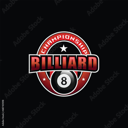 Championship billiard logo template design vector