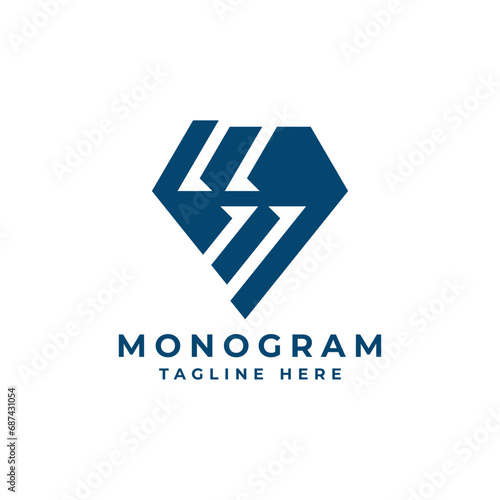 Free Download Monogram Logo design Geometric Shape for business and corporate use - GFXLoad