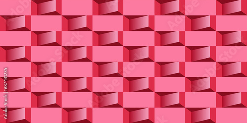 3D Geometry seamless pattern in pink for wall painting, room, wallpaper and background
