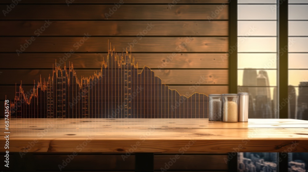 Empty wooden background with chart