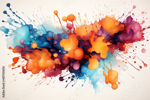 watercolor blobs and splashes abstract design. AI Generated © dark_blade