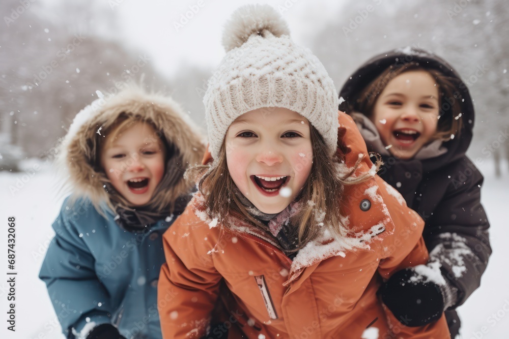 children playing with snow