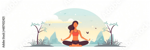 Santé et bien-être (yoga, méditation, fitness), vector, flat design, illustration et background. photo