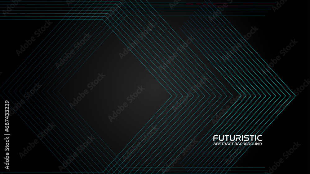 Obraz premium Futuristic abstract background. Glowing blue geometric lines design. Modern shiny blue arrow lines pattern. Futuristic technology concept. Horizontal banner landing page template. Vector illustration