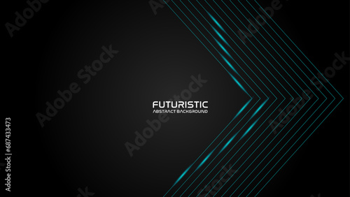 Futuristic abstract background. Glowing blue geometric lines design. Modern shiny blue arrow lines pattern. Futuristic technology concept. Horizontal banner landing page template. Vector illustration
