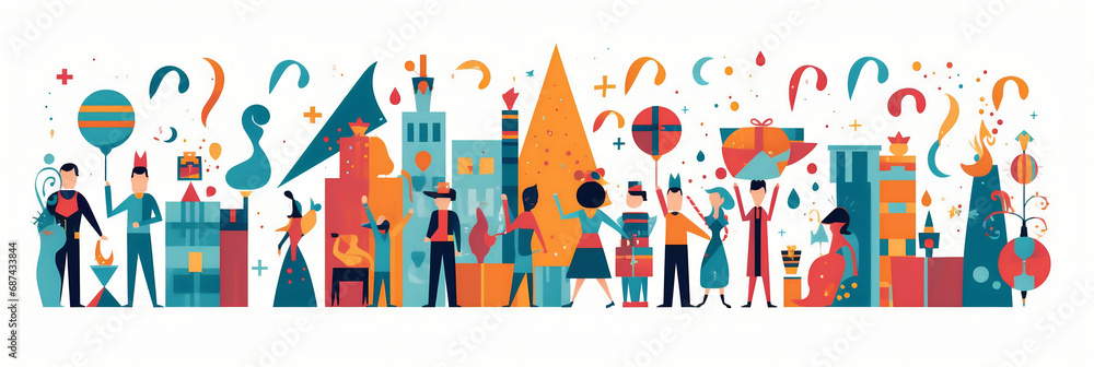 Fêtes et célébrations (Noël, anniversaires, mariages), vector, flat design, illustration et background.