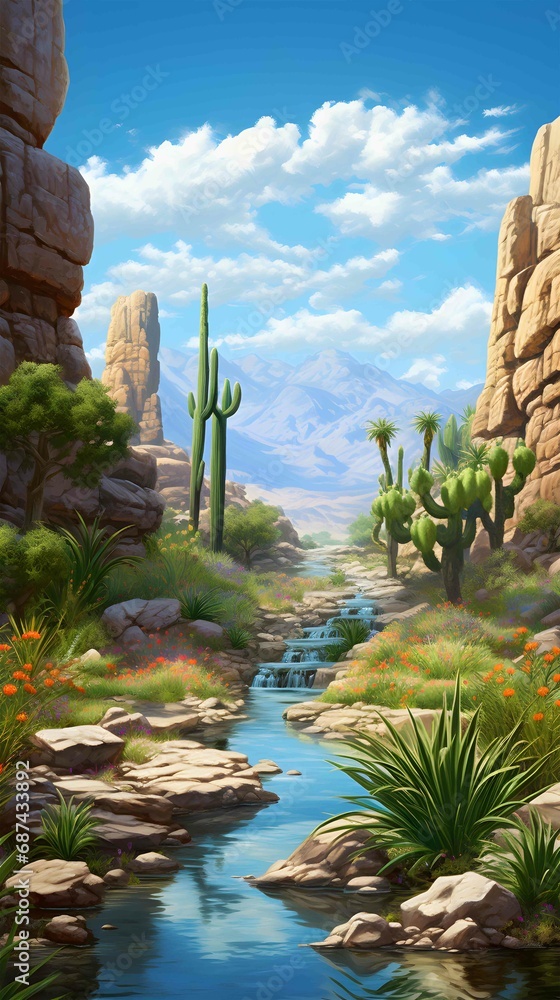 Fototapeta premium painting showcasing a desert oasis