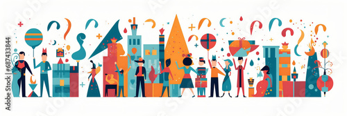 Fêtes et célébrations (Noël, anniversaires, mariages), vector, flat design, illustration et background.