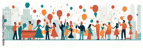 Fêtes et célébrations (Noël, anniversaires, mariages), vector, flat design, illustration et background.