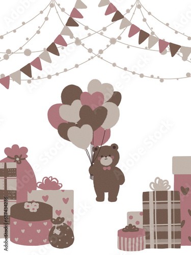 くまのバレンタインのイラスト