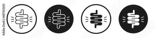 Diarrhea icon set. intestine digestive system vector symbol. stomach gut health icon in black filled and outlined photo