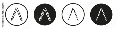 Shoulder strap vector icon set in black filled and outlined