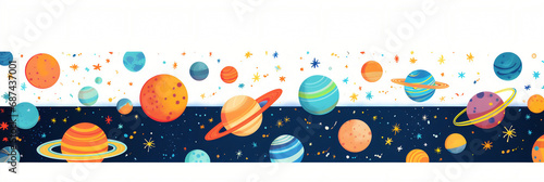 Espace et astronomie (étoiles, planètes, galaxies), vector, flat design, illustration et background. photo