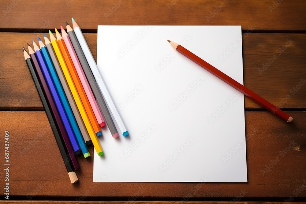 Photograph of a square white paper sheet on a light brown table Photograph of a square white paper sheet on a light brown table