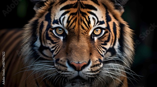 closeup piercing eyes of a tiger