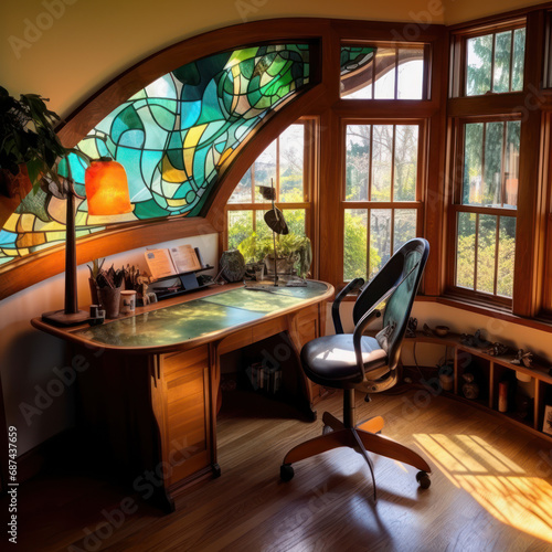 Art Nouveau Boldness  Curved Wood Home Office