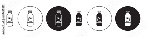 Juice bottle vector illustration set. Juice bottle fresh fruit icon suitable for apps and websites UI designs.