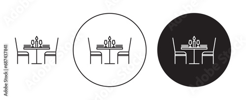 Dinner table vector illustration set. Dinner table terrace dining table icon suitable for apps and websites UI designs.