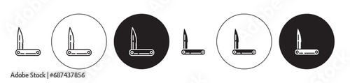 Pocket knife vector illustration set. Pocket knife army small penknife tool icon suitable for apps and websites UI designs. photo