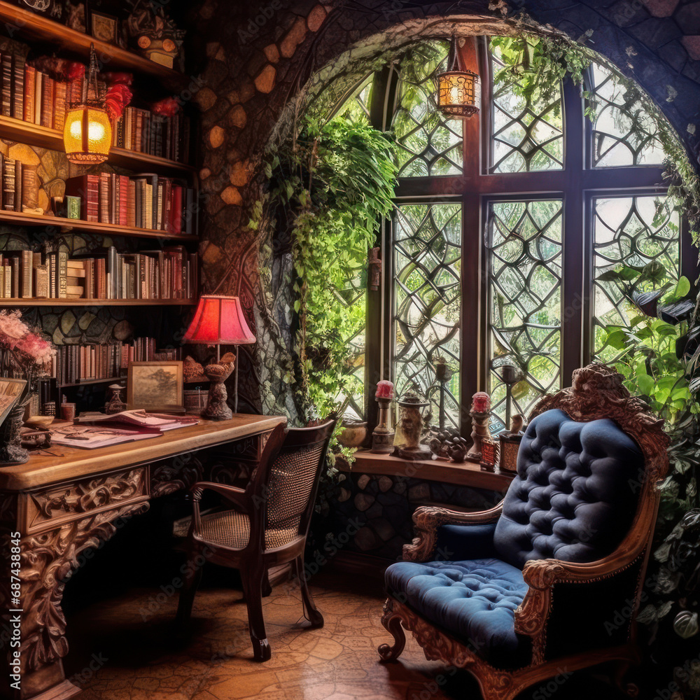 Enchanted Study: Fairytale Ivy-Covered Desk