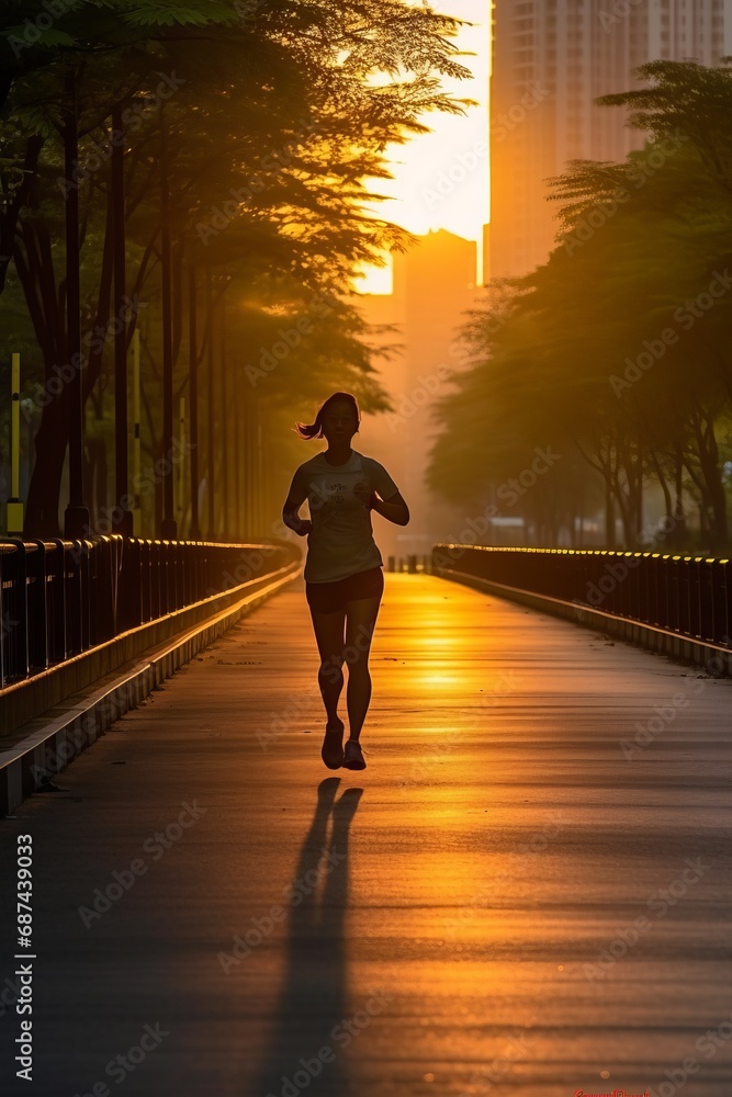 Runner Silhouette Against Vibrant Sunrise Sky