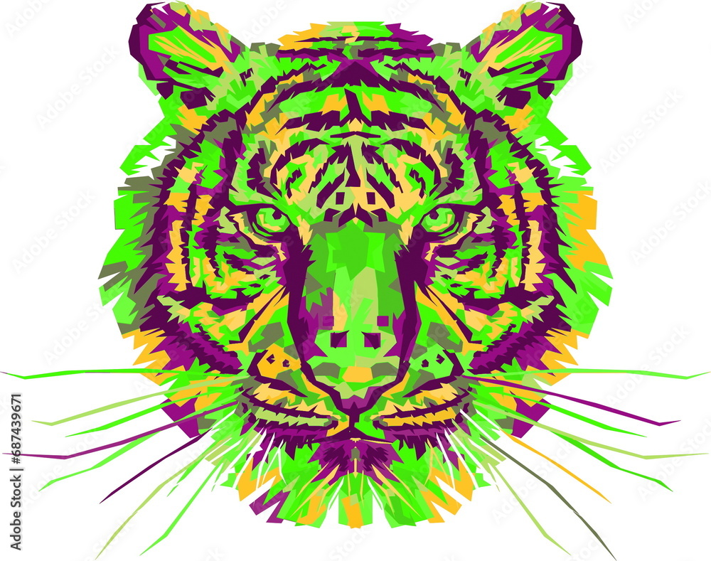 Fototapeta premium Green Tiger on Green and Yellow Background