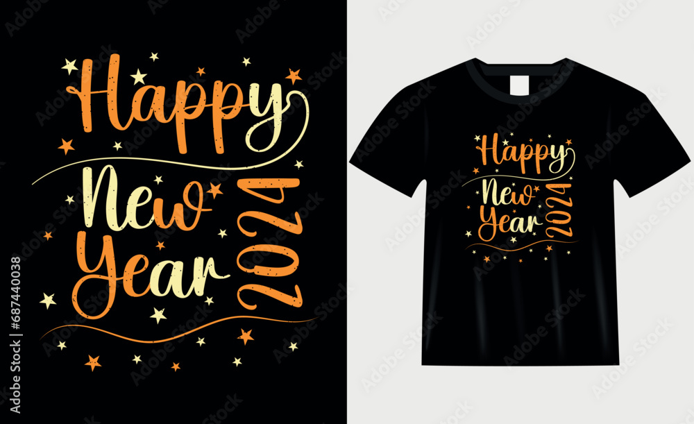 happy new year 2024 typography t shirt design happy new year 2024 typography t shirt design