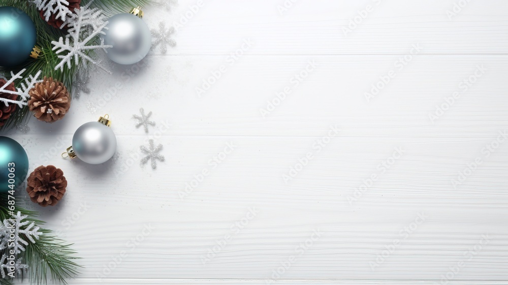 bright flat lay stock Christmas photo with copy space, realistic lighting, photorealistic made by generative ai bright flat lay stock Christmas photo with copy space, realistic lighting, photorealistic made by generative ai