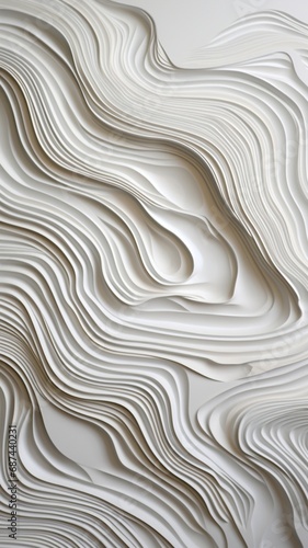 A breathtaking HD image of textured epoxy layers creating a 3D illusion on a pristine white wall. photo