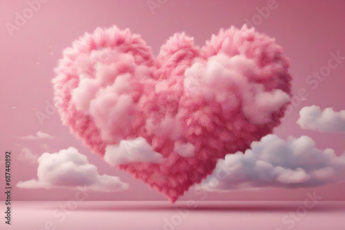 abstract Pink Fluffy Heart Cloud