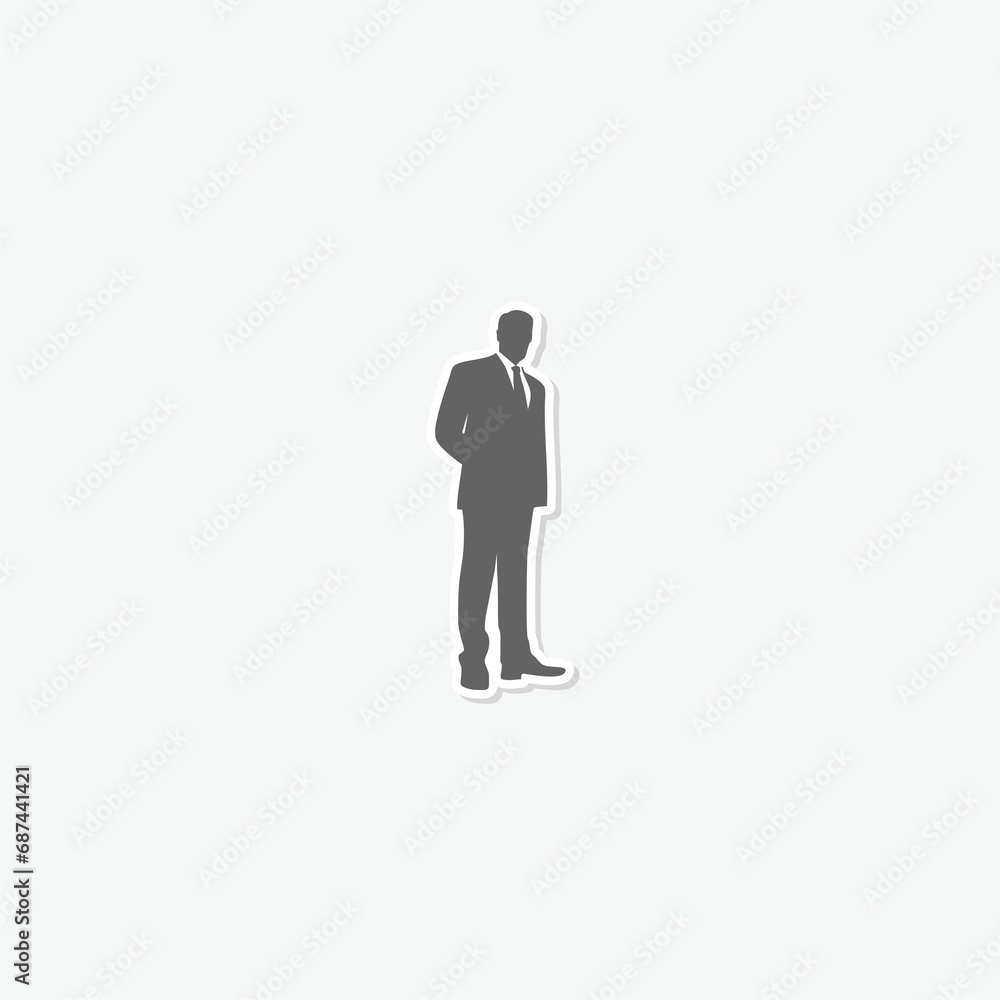 Businessman Silhouette icon sticker isolated on gray background Businessman Silhouette icon sticker isolated on gray background