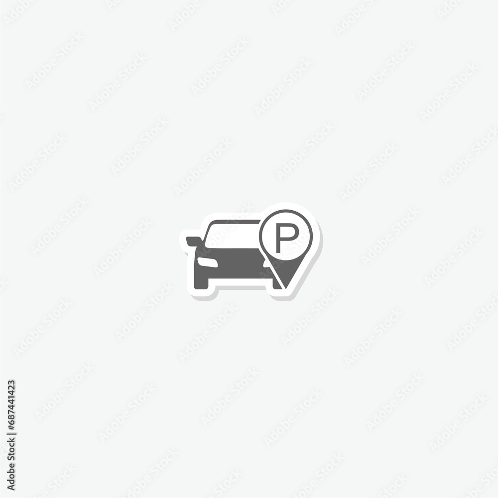 Parking symbol in map pointer Icon sticker isolated on gray background Parking symbol in map pointer Icon sticker isolated on gray background