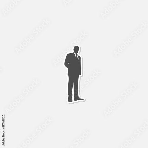 Businessman Silhouette icon sticker isolated on gray background