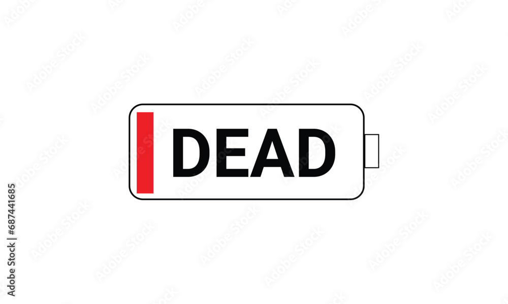 Low battery vector icon on white background Low battery vector icon on white background