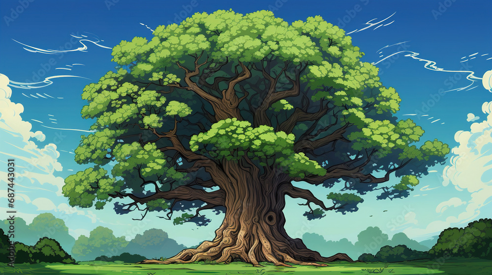 old tree illustration. Generative Ai
