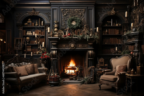 Timeless Tradition: An Opulent Victorian Christmas Library