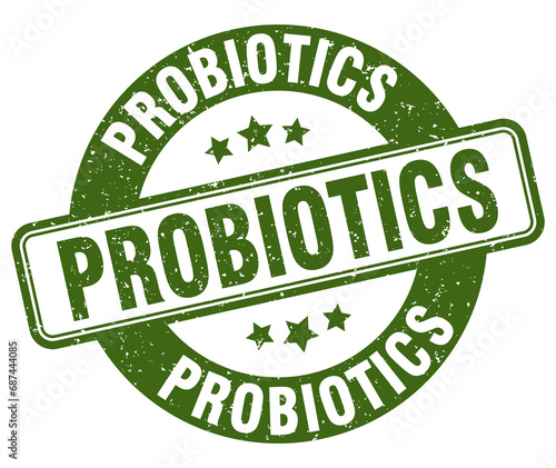 probiotics stamp. probiotics label. round grunge sign
