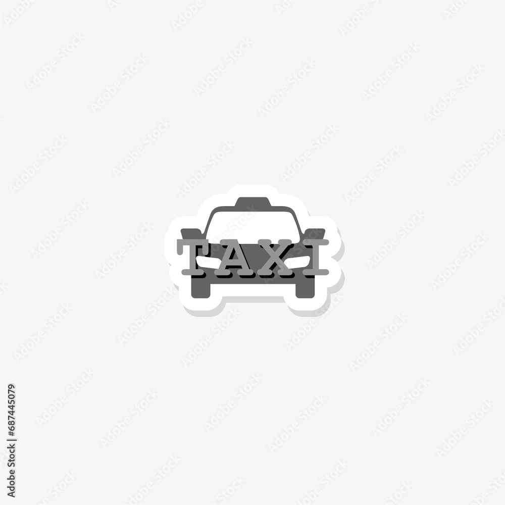 Taxi flat design modern icon sticker isolated on gray background Taxi flat design modern icon sticker isolated on gray background