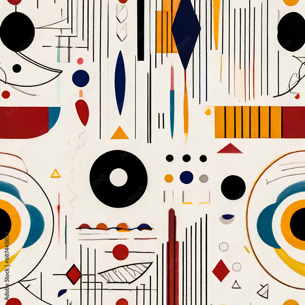 Obraz premium Geometric Background in Vibrant Colors, Abstract Head with Shapes, Colorful Circles and Triangles Portrait, Modern Artistic Female Portrait, Mosaic of Shapes Woman's Head