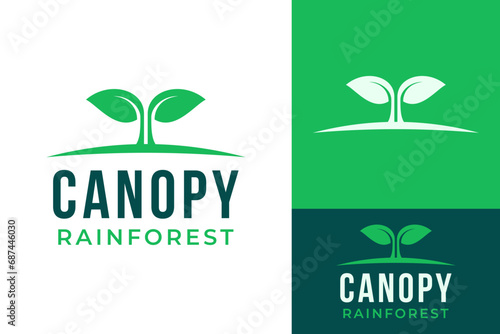 Simple Plant Sapling Sprout Rainforest Canopy Logo Design Branding Template