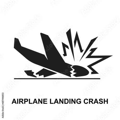 Airplane landing crash icon isolated on background vector illustration.