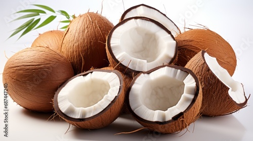 A group of coconuts bunched together